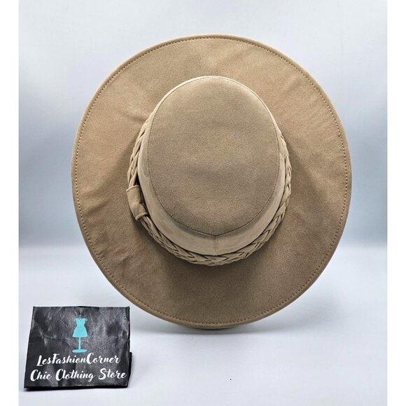 Anthropologie ASN Cordobes Hat Light Tan Faux Suede Braided Boho One Size 3232 - Picture 6 of 14